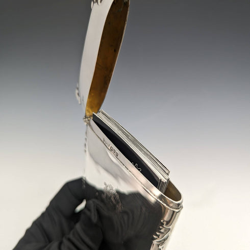 1910 British antique sterling silver mirror finish card case 79g EJ Trevitt